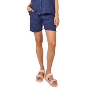 NEW PISTACHE linen shorts in dark denim
